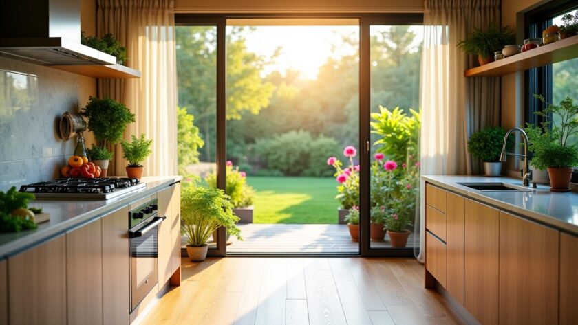 Cuisine ouverte sur le jardin : astuces pour conjuguer fraîcheur naturelle et hygiène impeccable