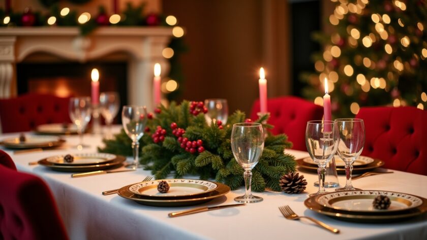 Guide créatif pour une table de Noël aux couleurs rouge et verte