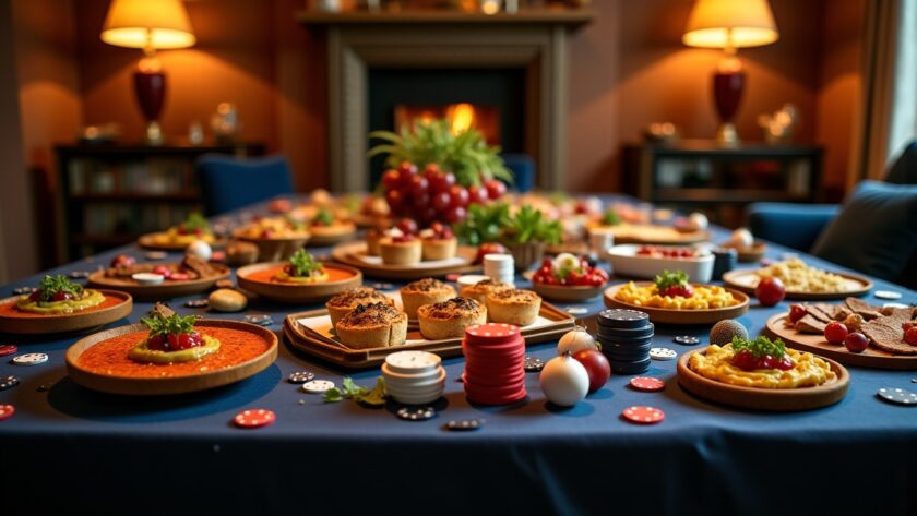 Organiser un buffet de soirée casino à domicile : idées de plats, quantités adaptées et astuces pour gérer les restes